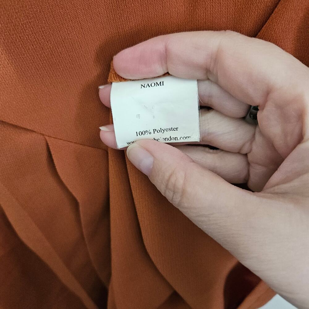 Anthropologie Louche Cowl Neck Pleated Orange Dress Sz 10 Medium 70s Vibes - Picture 5 of 6